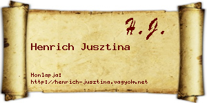 Henrich Jusztina névjegykártya